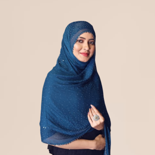 Cerocin Sky Blue Chiffon Dupatta | Soft Glitter Hijab for Women