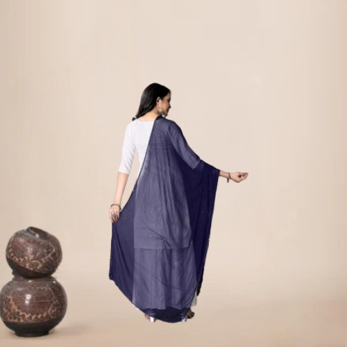 Royal Blue Sparkle Chiffon Dupatta | Elegant Hijab for Festive & Daily Wear