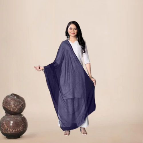 Royal Blue Sparkle Chiffon Dupatta | Elegant Hijab for Festive & Daily Wear