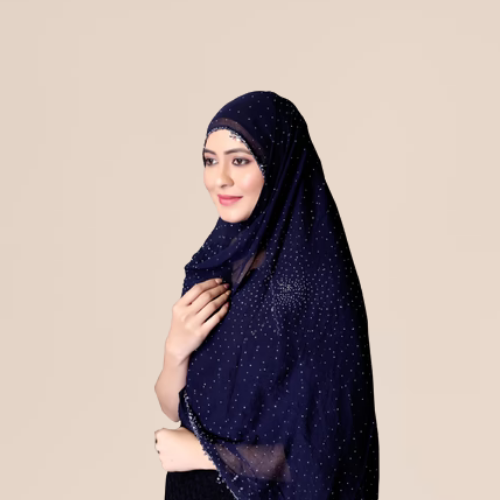 Royal Blue Sparkle Chiffon Dupatta | Elegant Hijab for Festive & Daily Wear