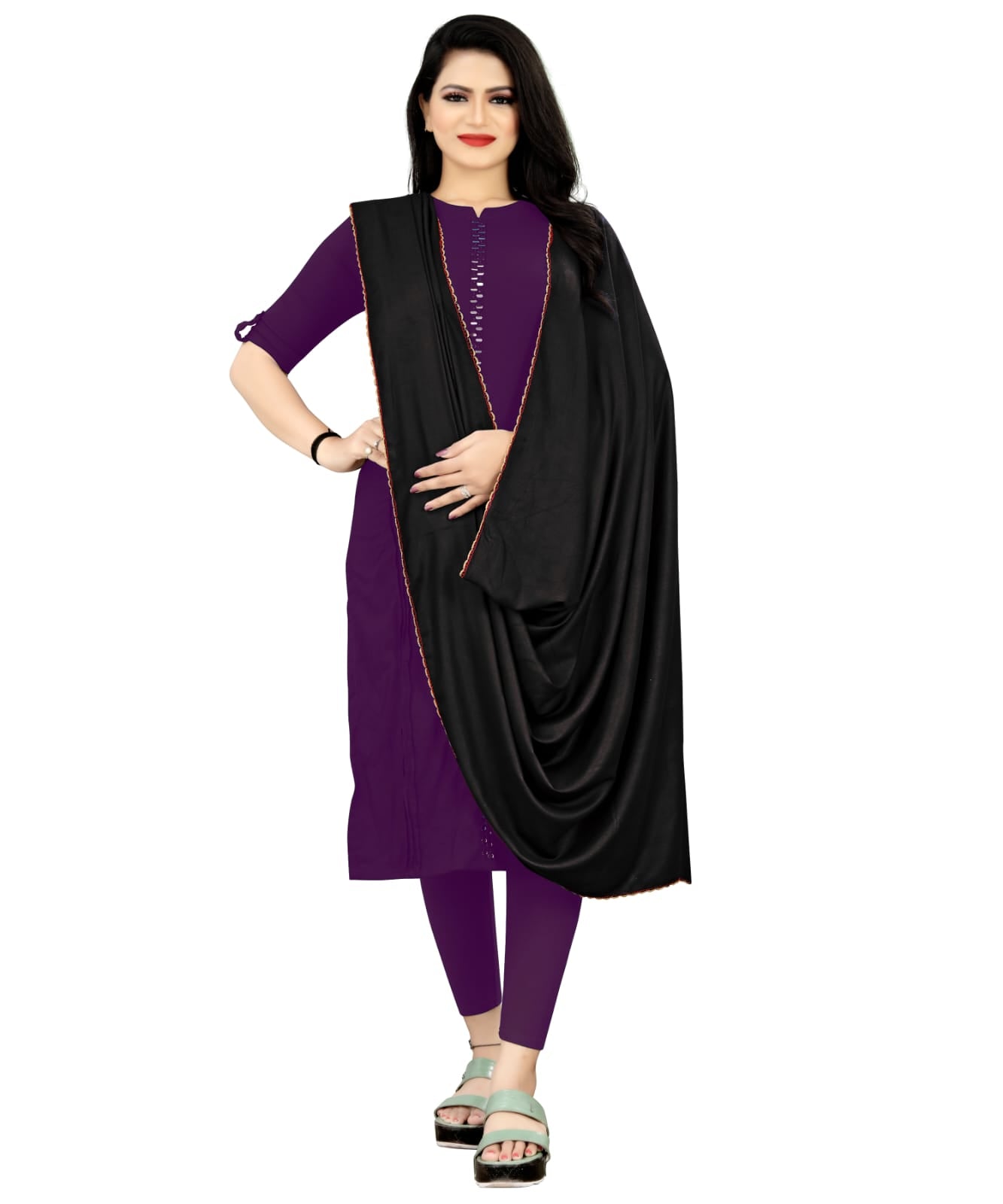 Simple Black Prayer Hijab with Elegant Contrast Border