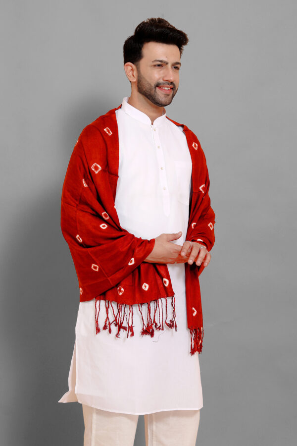 Red Ethnic Elegance Bandhni  Shawl For Men