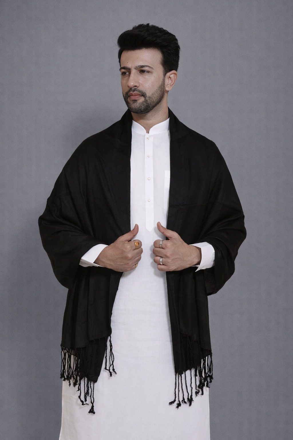 Pure Elegant Festive Plain Shawl For Men
