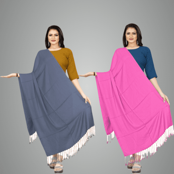 Pink & Grey Mustard & Maroon Velvet Touch Classic Stole For Women (Pack of 2)