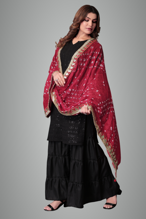 Red Festive Charm Designer Dupatta For Women