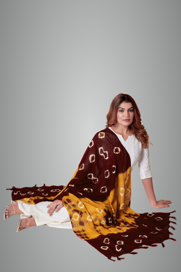Maroon & Yellow Pure Cotton Softweave Dupatta For Women